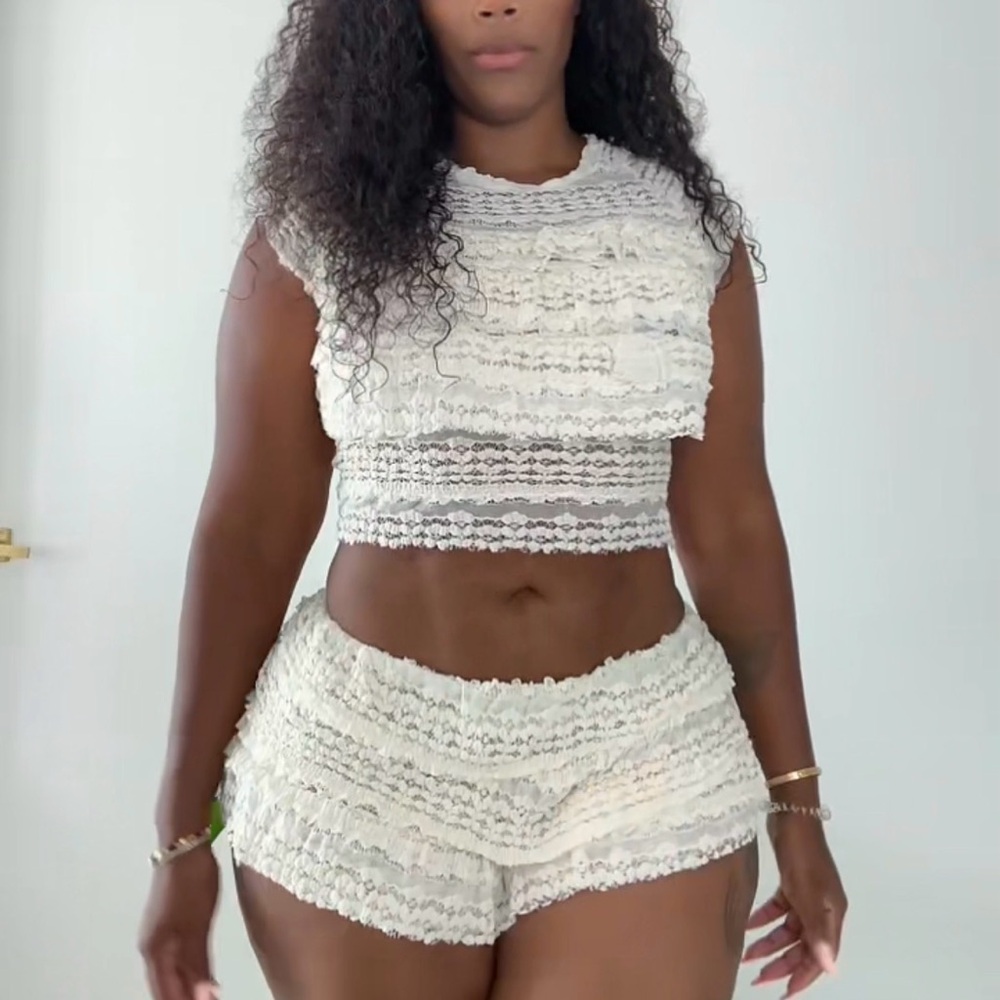 Lace Two-Piece Set in Cream